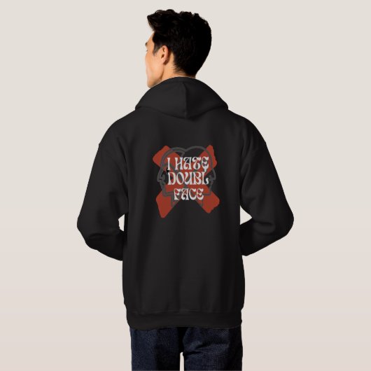 IK HAAT DUBBELE GEZICHTEN HOODIE (Achterkant volledig)