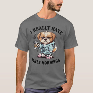 Ik haat echt vroege ochtenden Grappige koffieliefh T-shirt
