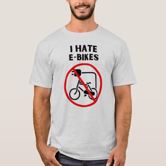 Ik haat elektrische fietsen t-shirt (Voorkant)