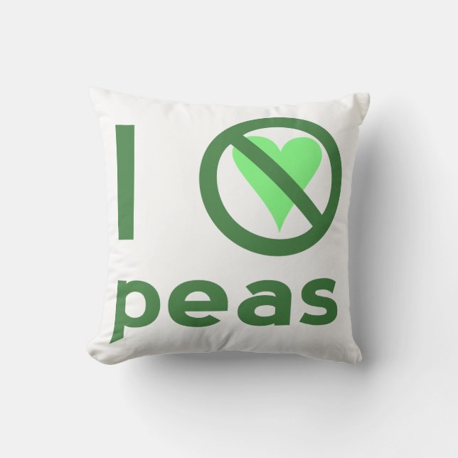 Ik haat erwten groene tekst kussen (Voorkant)