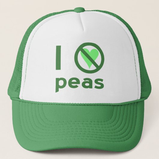 Ik haat erwten groene tekst trucker pet (Voorkant)