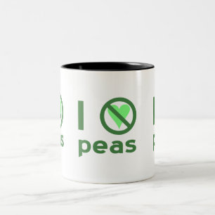 Ik haat erwten groene tekst tweekleurige koffiemok