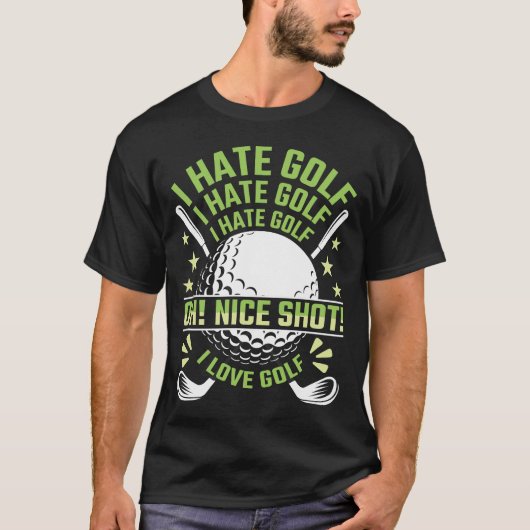 Ik haat golf, ik hou van golf t-shirt (Voorkant)