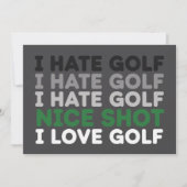 Ik haat golf, leuk schot, ik hou van golf, golflie kaart (Voorkant)