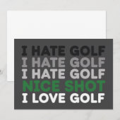 Ik haat golf, leuk schot, ik hou van golf, golflie kaart (Voorkant / Achterkant)