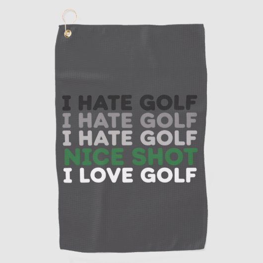 Ik haat golf Nette slag Ik hou van golf Golfliefhe Golfhanddoek (Voorkant)