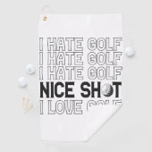 Ik haat golf oh mooi schot ik hou van golf grappig golfhanddoek (Insitu)