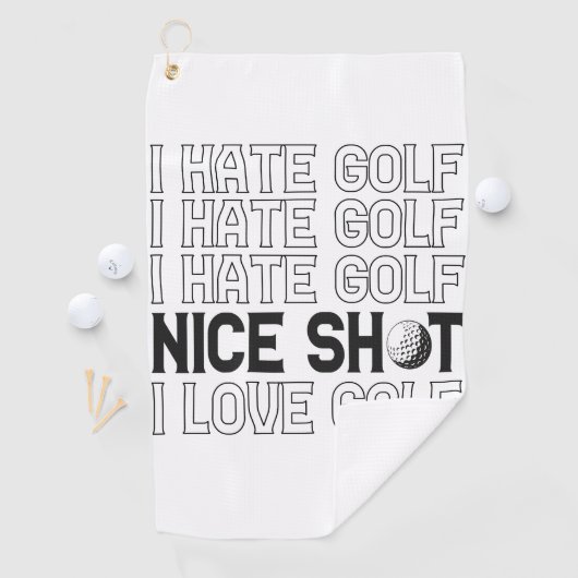 Ik haat golf oh mooi schot ik hou van golf grappig golfhanddoek (Insitu)