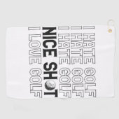 Ik haat golf oh mooi schot ik hou van golf grappig golfhanddoek (Horizontaal)