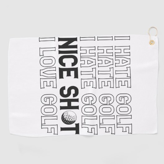 Ik haat golf oh mooi schot ik hou van golf grappig golfhanddoek (Horizontaal)