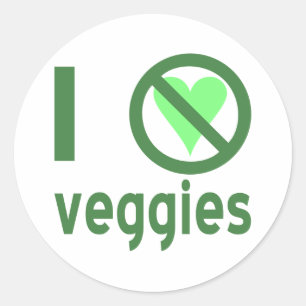 Ik haat groenten, geen liefde ronde sticker
