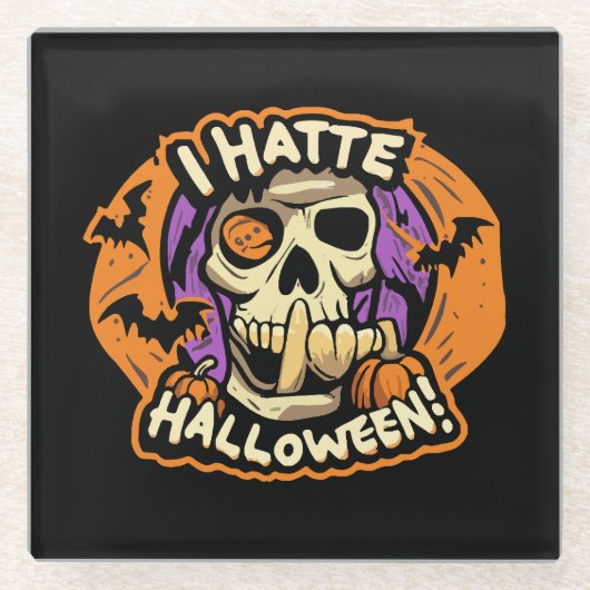 ik haat halloween glazen onderzetter (Voorkant)