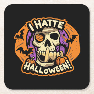 ik haat halloween kartonnen onderzetters