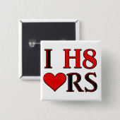 Ik Haat Hart Grappige Knop Badge Vierkante Button 5,1 Cm (Voorkant /achterkant)
