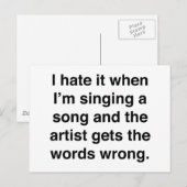 Ik haat het als ik een lied zong briefkaart (Voorkant / Achterkant)