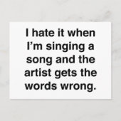 Ik haat het als ik een lied zong briefkaart (Voorkant)