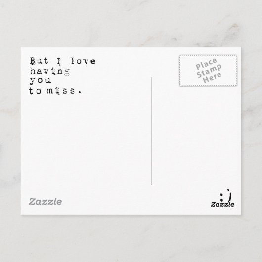 Ik haat het missen van jou... maar ik hou ervan je briefkaart (Achterkant)