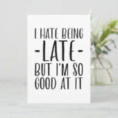 Ik haat het om te laat te zijn bedankkaart (Staand voorkant)
