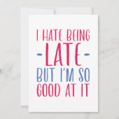 Ik haat het om te laat te zijn bedankkaart (Voorkant)