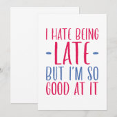 Ik haat het om te laat te zijn bedankkaart (Voorkant / Achterkant)