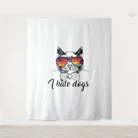 Ik haat honden grappige cadeaus voor kattenvriend wandkleed (Voorkant)