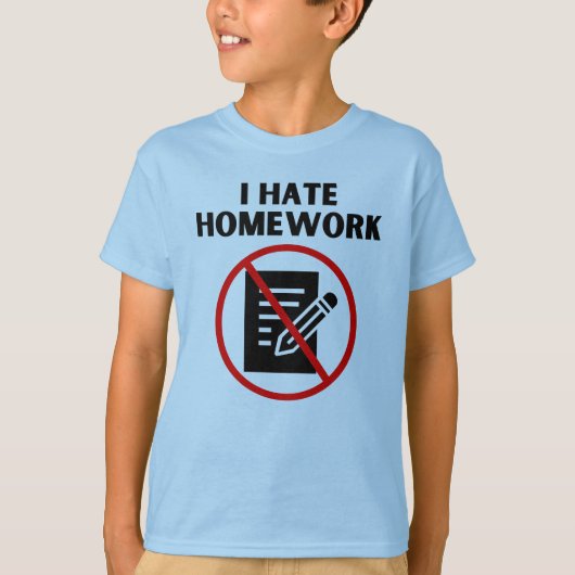 Ik haat huiswerk t-shirt (Voorkant)