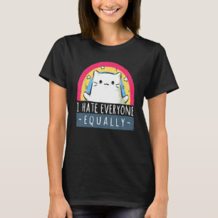 Ik haat iedereen evenzeer regenboogkat t-shirt