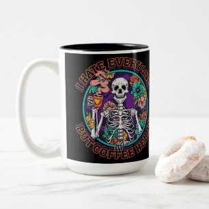 Ik Haat Iedereen, Koffie Helpt Koffieliefhebber Ca Tweekleurige Koffiemok