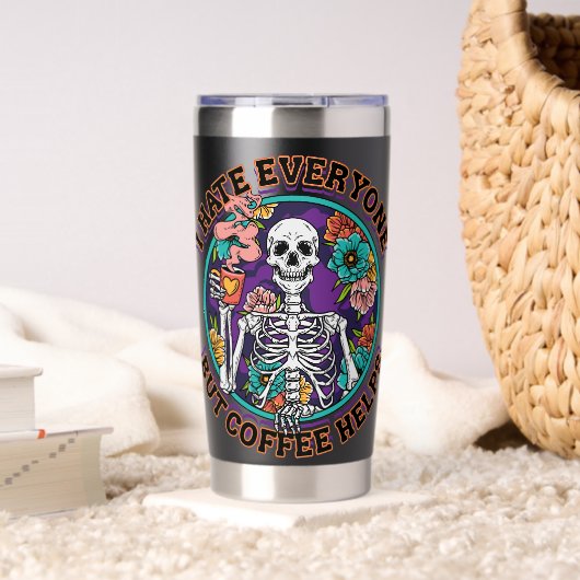 Ik Haat Iedereen Koffie Helpt Koffieliefhebber Cad Geïsoleerde Drinkbeker (Woonkamer (Gedraaid) )