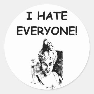 ik haat iedereen ronde sticker