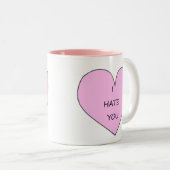 Ik haat je hipsterhart tweekleurige koffiemok (Voorkant rechts)