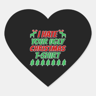 Ik haat je lelijke kerst t-shirt hart sticker