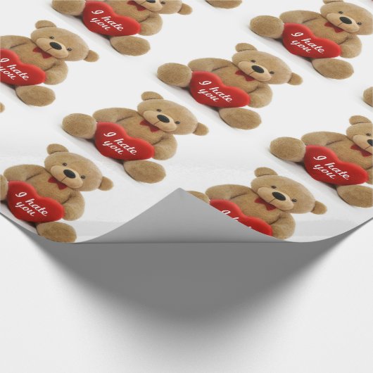 "Ik haat je" schattige teddybeer die liefdeshart v Cadeaupapier (Hoek)