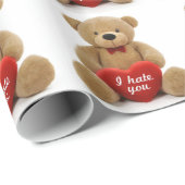 "Ik haat je" schattige teddybeer die liefdeshart v Cadeaupapier (Rol Hoek)