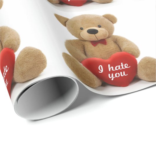 "Ik haat je" schattige teddybeer die liefdeshart v Cadeaupapier (Rol Hoek)
