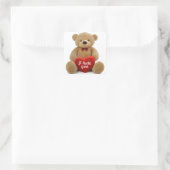 "Ik haat je" schattige teddybeer met liefde hart Vierkante Sticker (Tas)