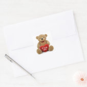 "Ik haat je" schattige teddybeer met liefde hart Vierkante Sticker (Envelop)