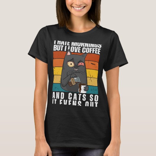 Ik haat Kat van koffie en katten T-shirt (Voorkant)