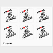 Ik haat klimmen met fietsen vierkante sticker (Vel)