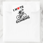 Ik haat klimmen met fietsen vierkante sticker (Tas)