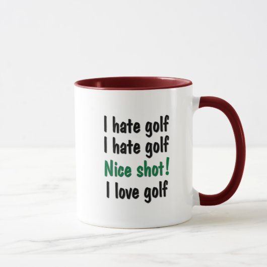 Ik haat - Liefde Golf Mok (Rechts)