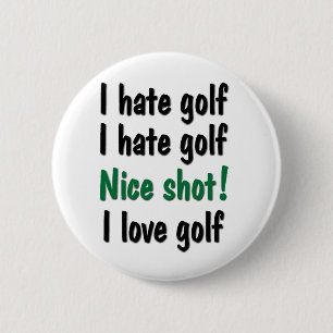 Ik haat - Liefde Golf Ronde Button 5,7 Cm