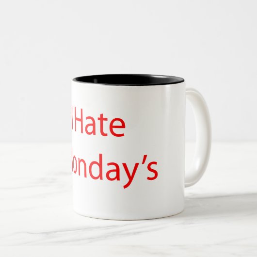 Ik haat maandag tweekleurige koffiemok (Voorkant rechts)