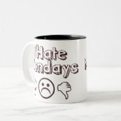Ik haat maandag tweekleurige koffiemok (Voorkant links)
