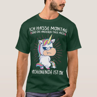 Ik haat maandag Unicorn Unicorn Funny T-shirt
