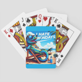 Ik haat maandagen blauwe hagedis pokerkaarten