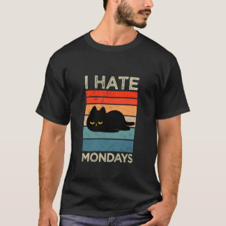 Ik haat maandagen Retro kat grappige luie kat T-shirt