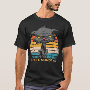 Ik haat maandenlang met kat gele ogen retro t-shirt