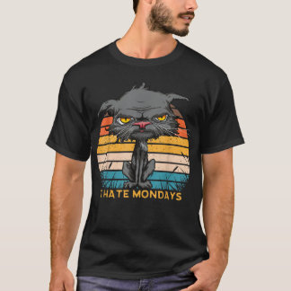 Ik haat maandenlang met kat gele ogen retro  t-shirt