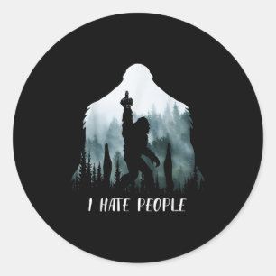 Ik haat mensen Bigfoot Grappige Bigfoot Camping Ca Ronde Sticker